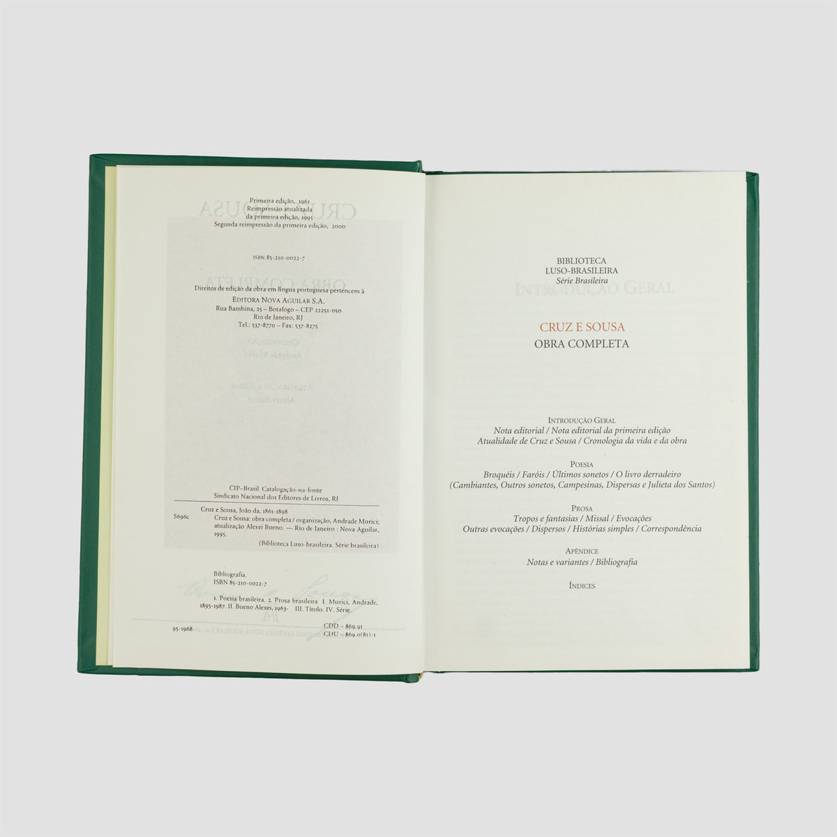 CRUZ E SOUSA, João da (1861–1898). Obra completa (Editora Nova Aguilar, Rio de Janeiro, 2000).