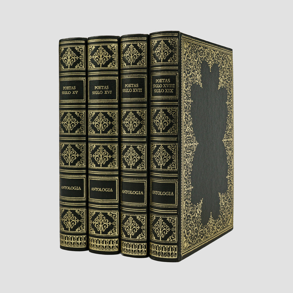 SAINZ DE ROBLES, Federico Carlos (org.) (séc. XX). Antología de poetas del siglo XV • Antología de poetas del siglo XVI • Antología de poetas del siglo XVII • Antología de poetas de los siglos XVIII y XIX (Editions Ferni, Madrid, 1972–1974), 4 vols.