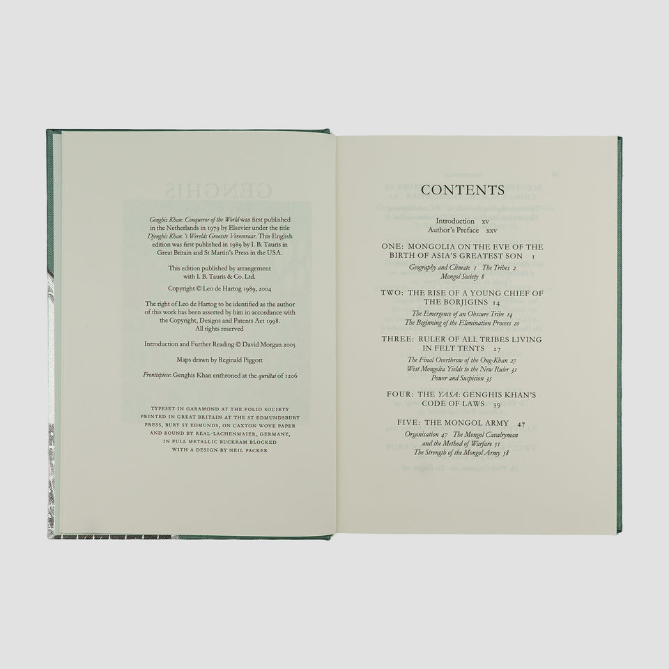 DE HARTOG, Leo (1948– ). Genghis Khan: Conqueror of the World (The Folio Society, London, 2005).