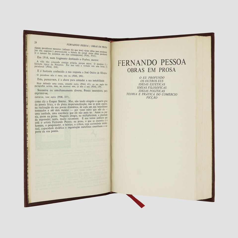 PESSOA, Fernando António Nogueira (1888–1935). Obras em prosa (Companhia José Aguilar Editora, Rio de Janeiro, 1974).