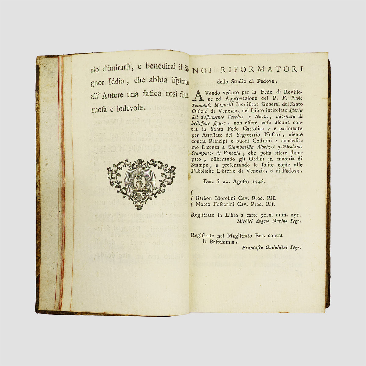 Anônimo. Istoria del Testamento Vecchio e Nuovo (Giambattista Albrizzi, Venezia, 1748).