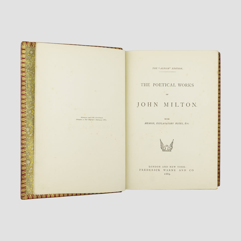 MILTON, John (1608–1674). The Poetical Works (Frederick Warne and Co., London / New York, 1889).