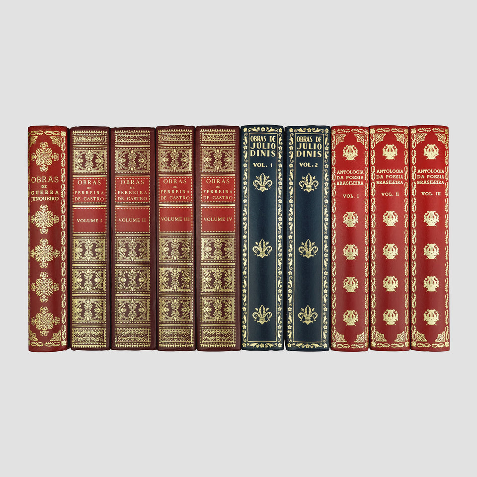 TORRES (1923–1999): Antologia da poesia brasileira; FERREIRA DE CASTRO (1898–1974): Obras; JÚLIO DINIS (1839–1871): Obras; GUERRA JUNQUEIRO (1850–1923): Obras — 10 vols.