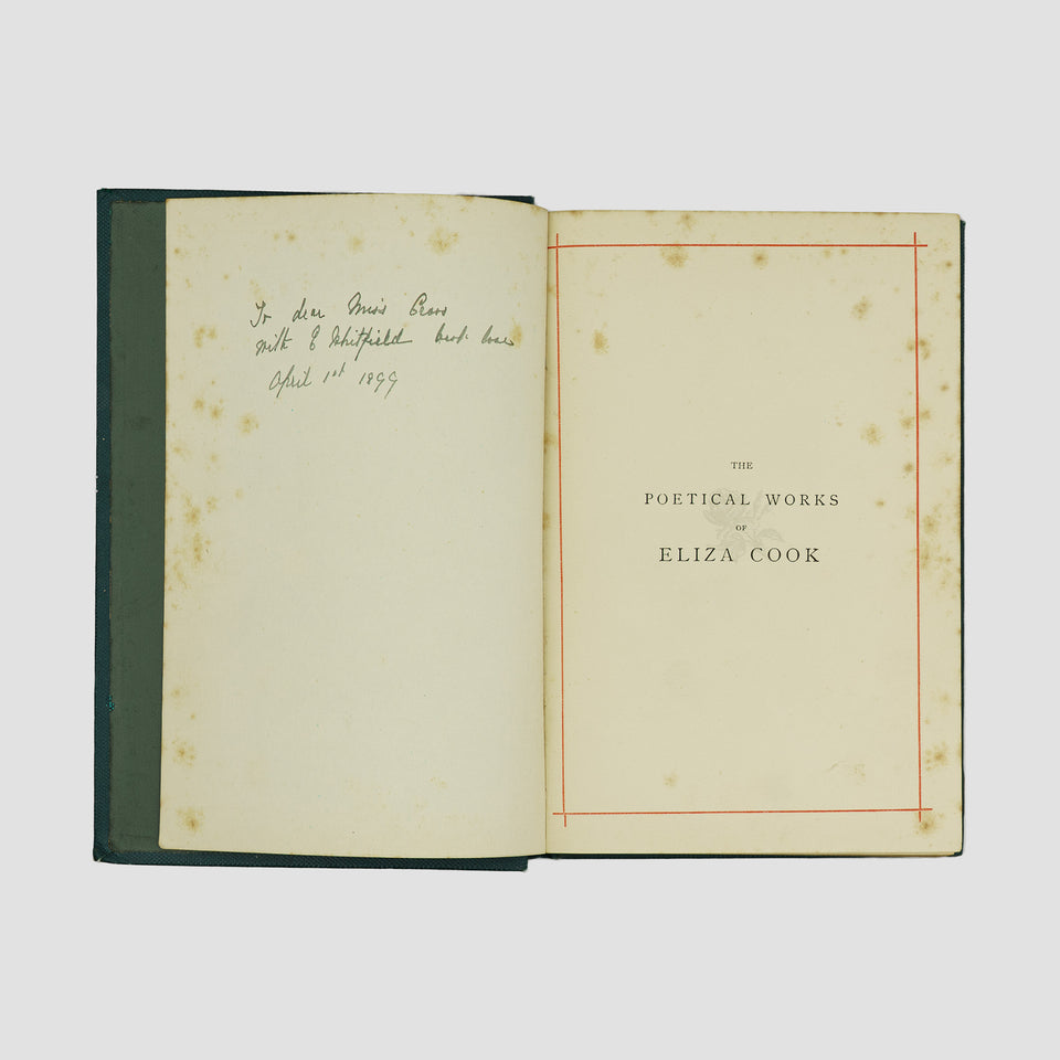 COOK, Eliza (1818–1889). The Poetical Works of Eliza Cook (Frederick Warne & Co., London/New York, c. 1880).