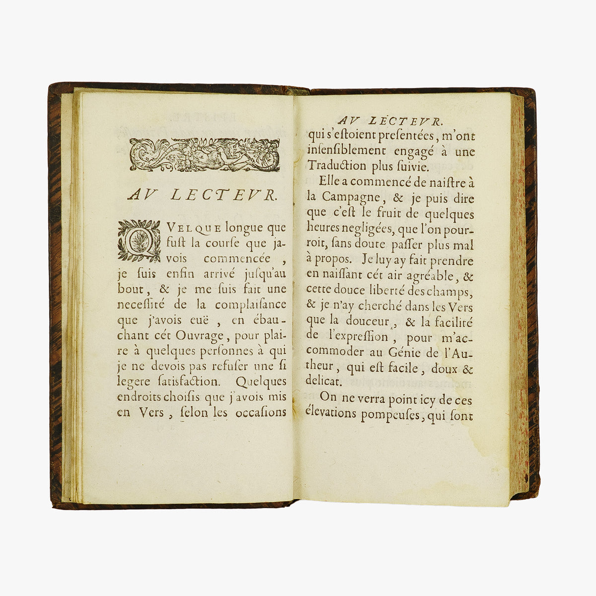 Guarini — Il Pastor Fido / Le Berger Fidelle (Claude Barbin, 1672). Livro físico raro. Século XVII. Encadernação em couro com douração.