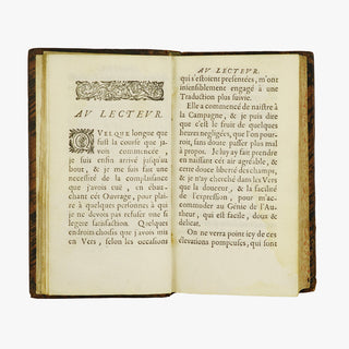 Guarini — Il Pastor Fido / Le Berger Fidelle (Claude Barbin, 1672). Livro físico raro. Século XVII. Encadernação em couro com douração.