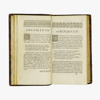 Guarini — Il Pastor Fido / Le Berger Fidelle (Claude Barbin, 1672). Livro físico raro. Século XVII. Encadernação em couro com douração.