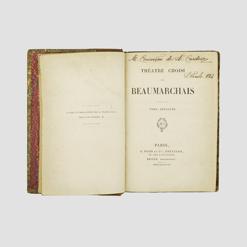 BEAUMARCHAIS (1732-1799). Théatre Choisi (Plon et Cie, Éditeurs, Paris, 1881), 2 vols.