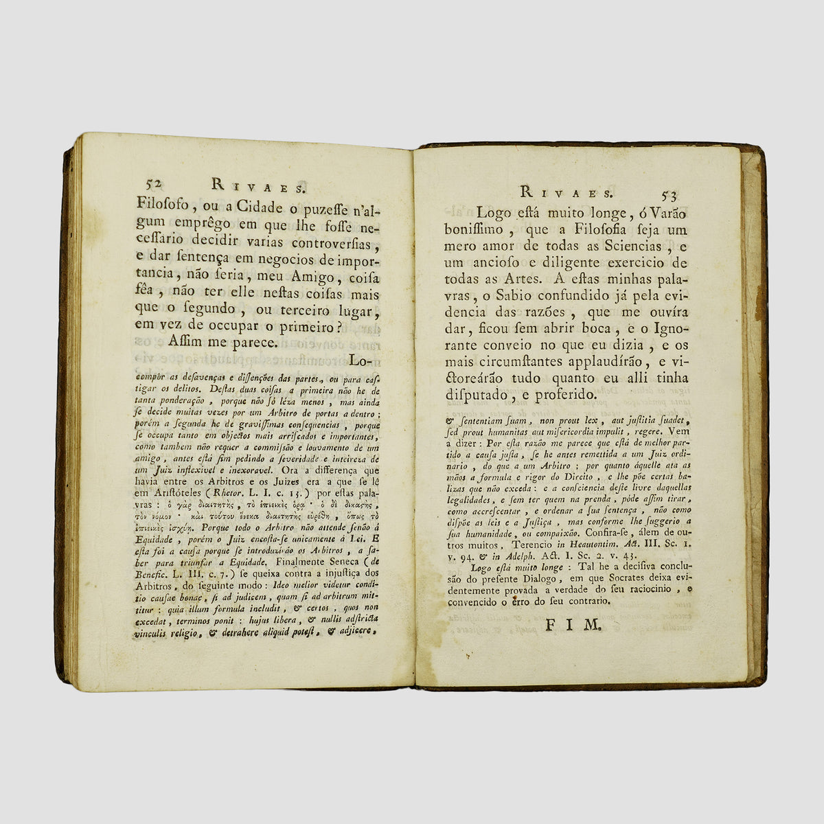 PLATÃO (c. 427 a.C.–c. 347 a.C.). Rivaes ou Dialogo Moral de Platão sobre a Filosofia (Regia Officina Typografica, Lisboa, 1790).