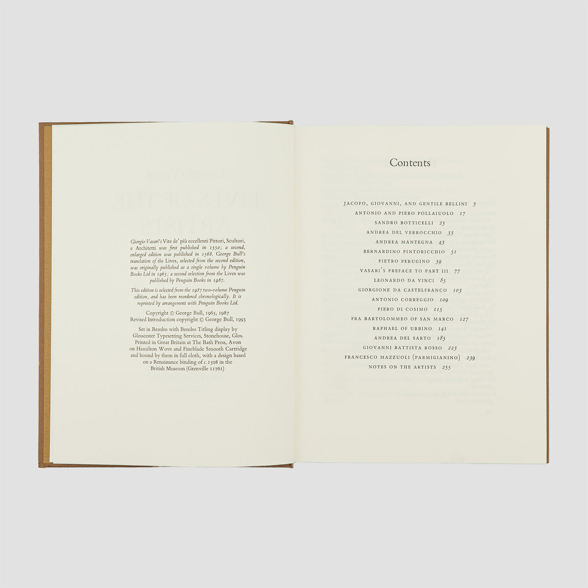 VASARI, Giorgio (1511–1574). Lives of the Artists (The Folio Society, London, 1993), 3 vols.