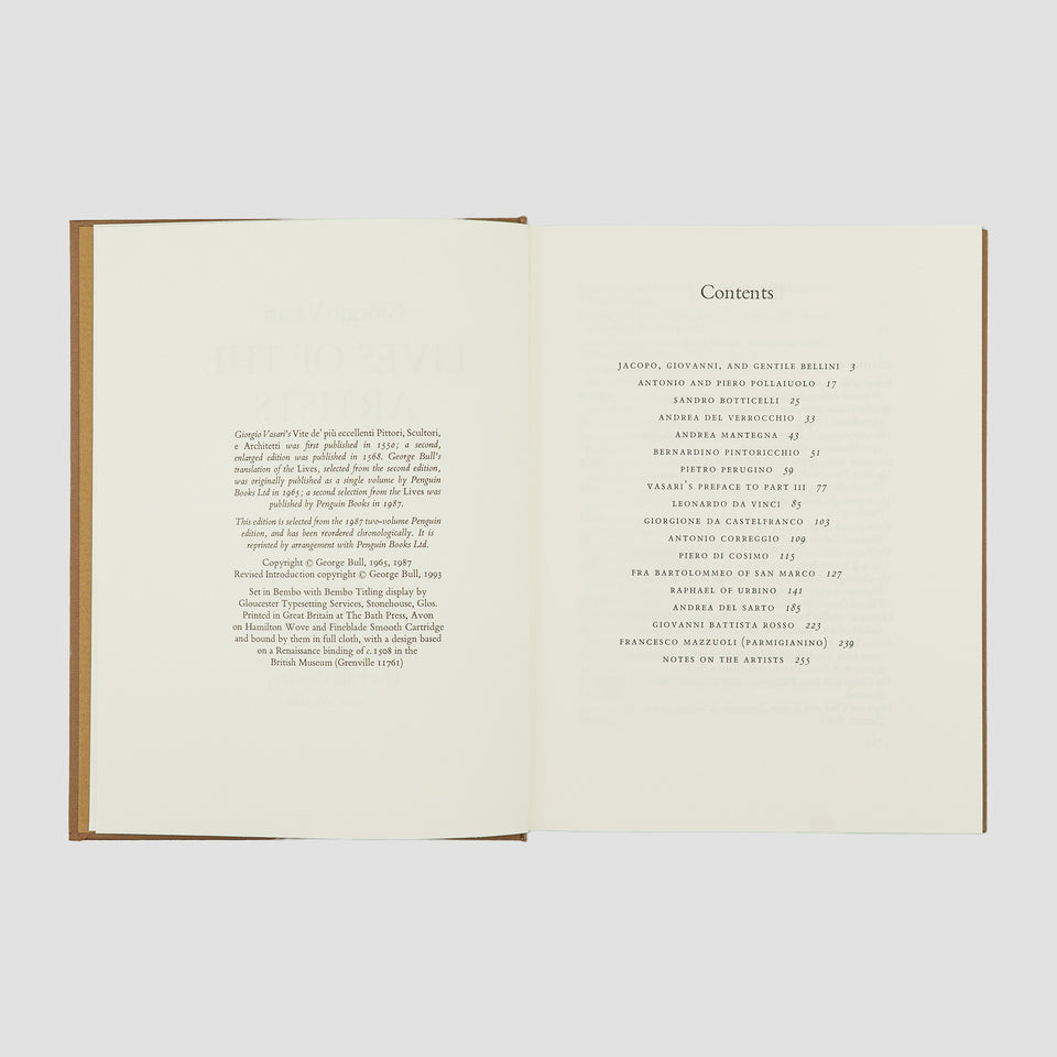 VASARI, Giorgio (1511–1574). Lives of the Artists (The Folio Society, London, 1993), 3 vols.