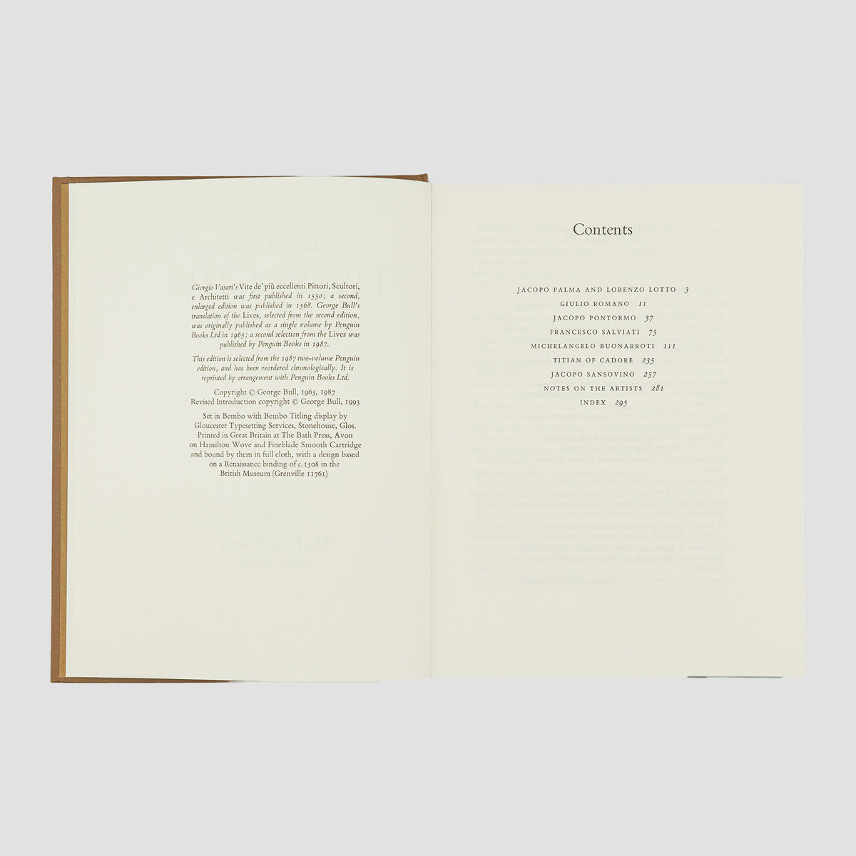 VASARI, Giorgio (1511–1574). Lives of the Artists (The Folio Society, London, 1993), 3 vols.