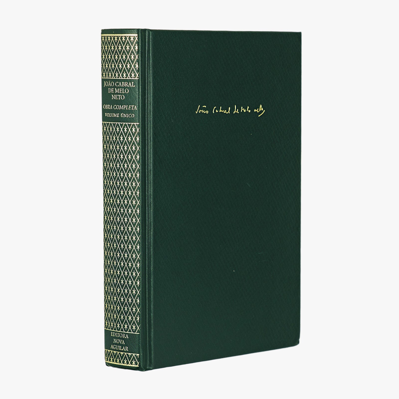 João Cabral de Melo Neto — Obra completa (Nova Aguilar, 2003). Livro físico. Encadernação editorial com douração.