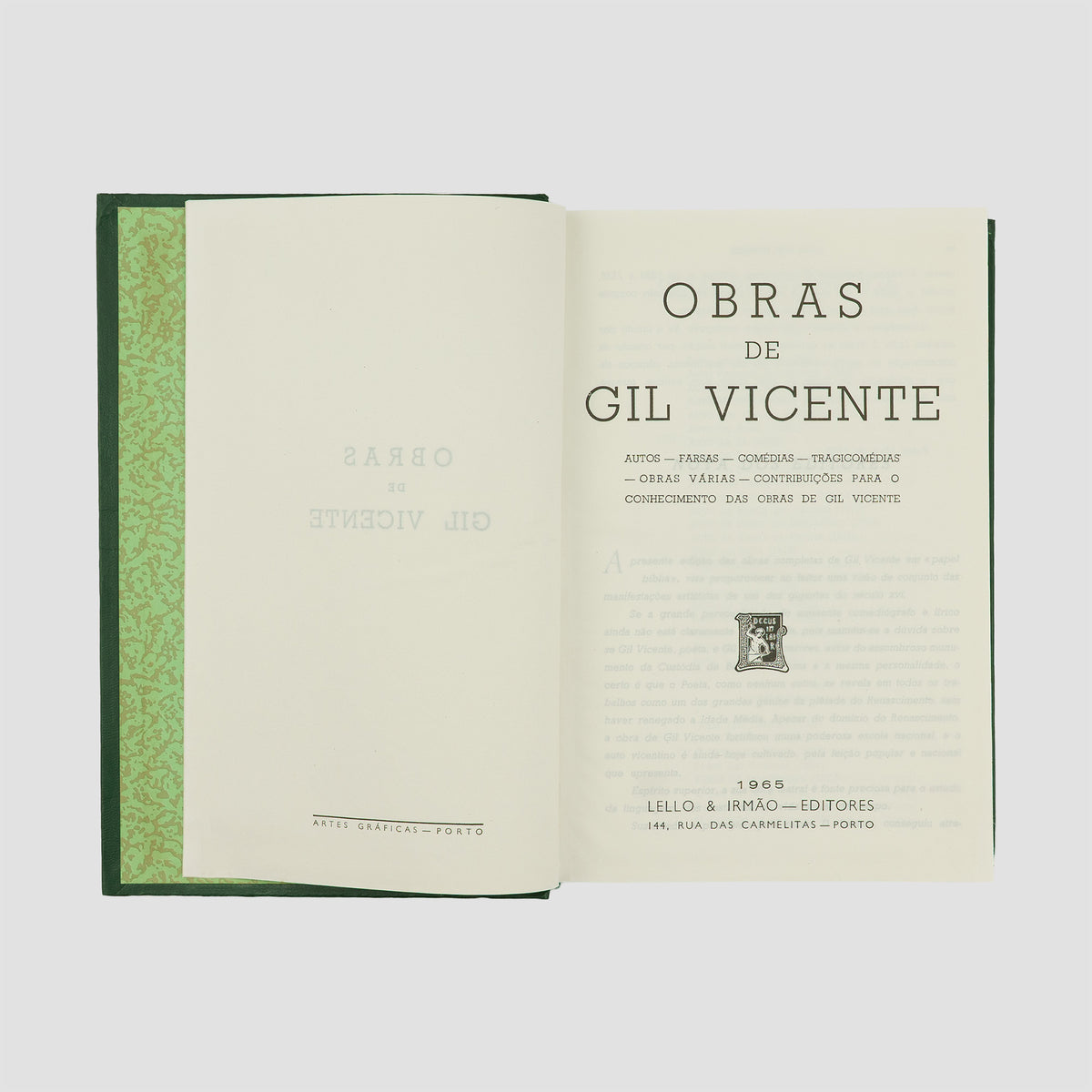 VICENTE, Gil (c.1465–c.1536). Obras de Gil Vicente (Lello & Irmão, Porto, 1965).