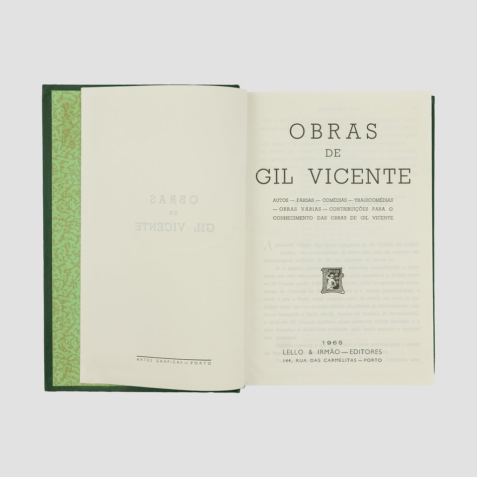 VICENTE, Gil (c.1465–c.1536). Obras de Gil Vicente (Lello & Irmão, Porto, 1965).