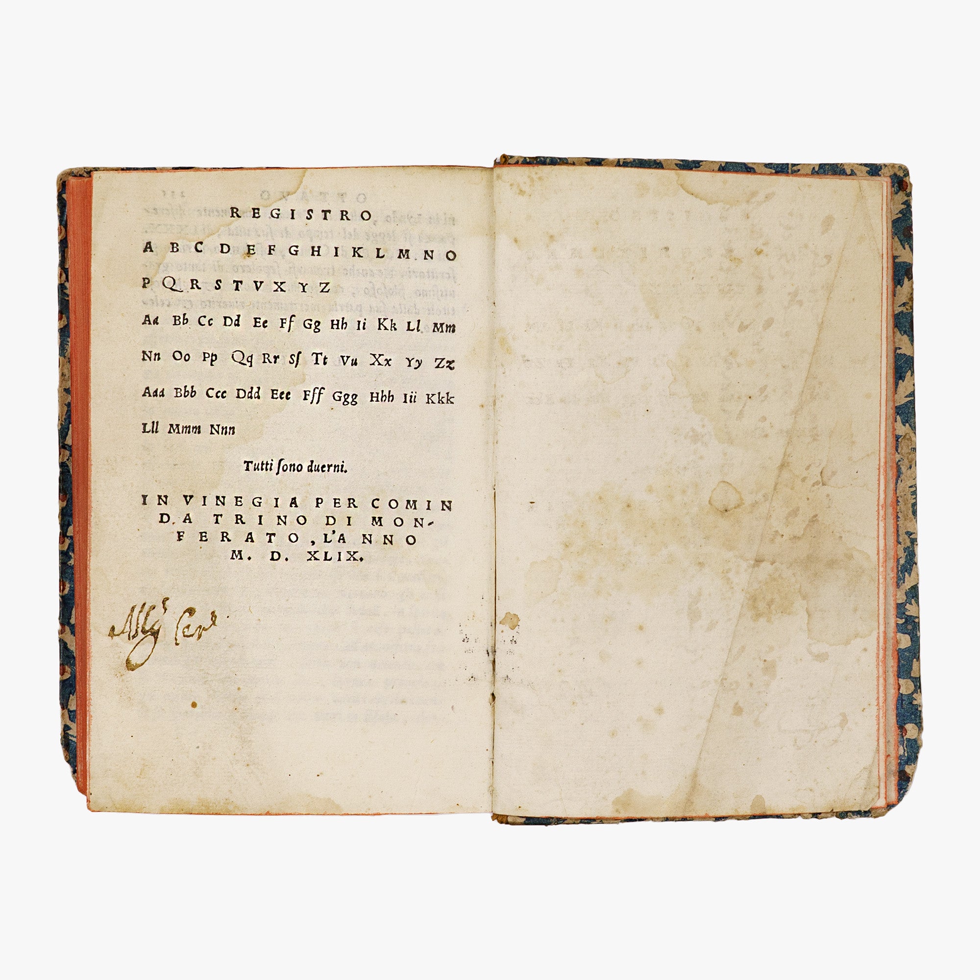 Filostrato — Vita Apollonii Tyanei (Comin da Trino di Monferrato, 1549). Livro físico. Século XVI. Encadernação em meio couro com douração.