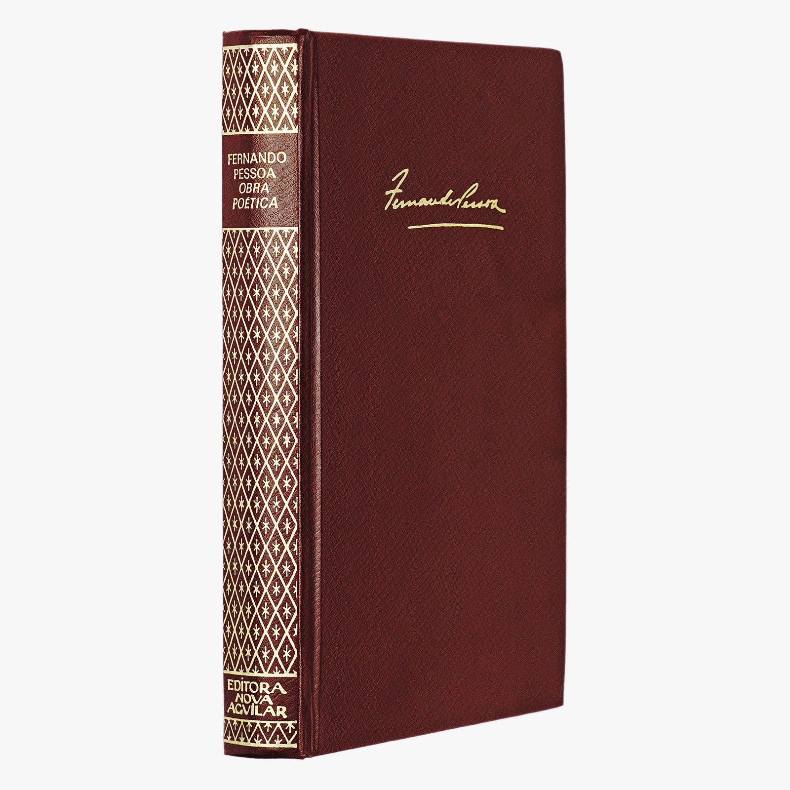 Fernando Pessoa — Obra poética (Companhia José Aguilar, 1972). Livro físico. Encadernação em couro com douração.