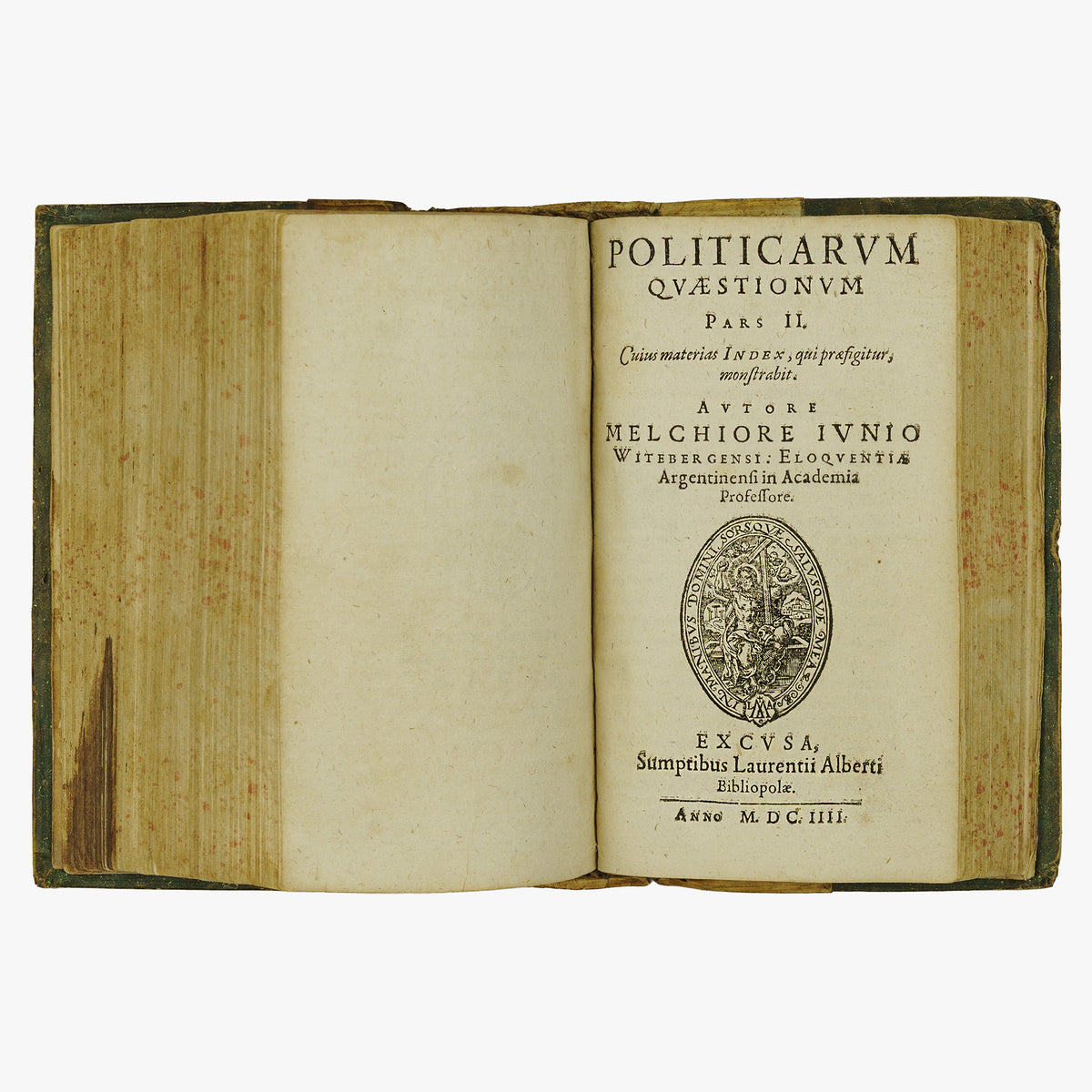 JUNIUS, Melchior (1545–1604). Politicarum Quaestionum Centum ac Tredecim in Eloquentiae Studiosorum Gratiam, Stylum Exercere Cupientium, Selectarum, ac in Partes Tres... (Christophorus Reusner / Laurentii Alberti, Rostochii, 1603–1604), 3 partes. Livro raríssimo. Século 17.