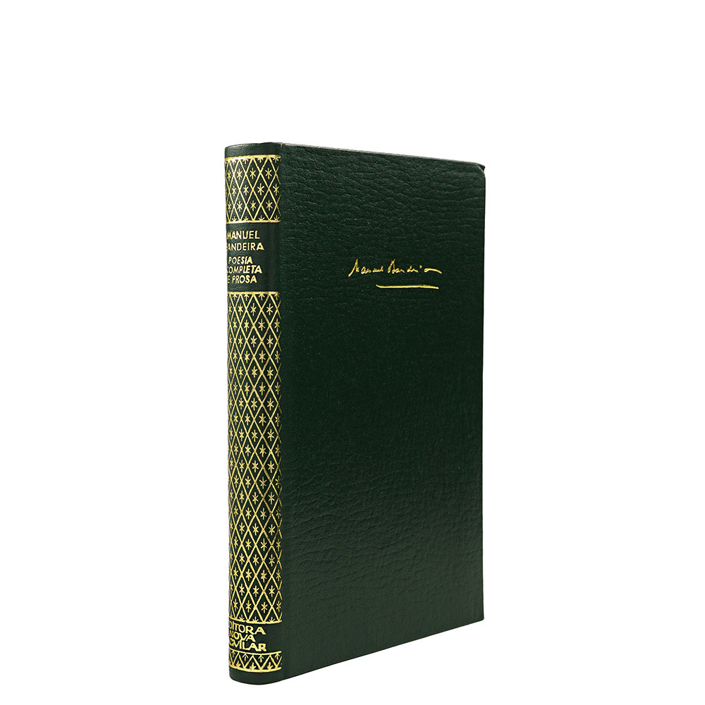 Manuel Bandeira — Poesia Completa e Prosa (Editora Nova Aguilar, 1977). Livro físico. Encadernação em couro com douração.