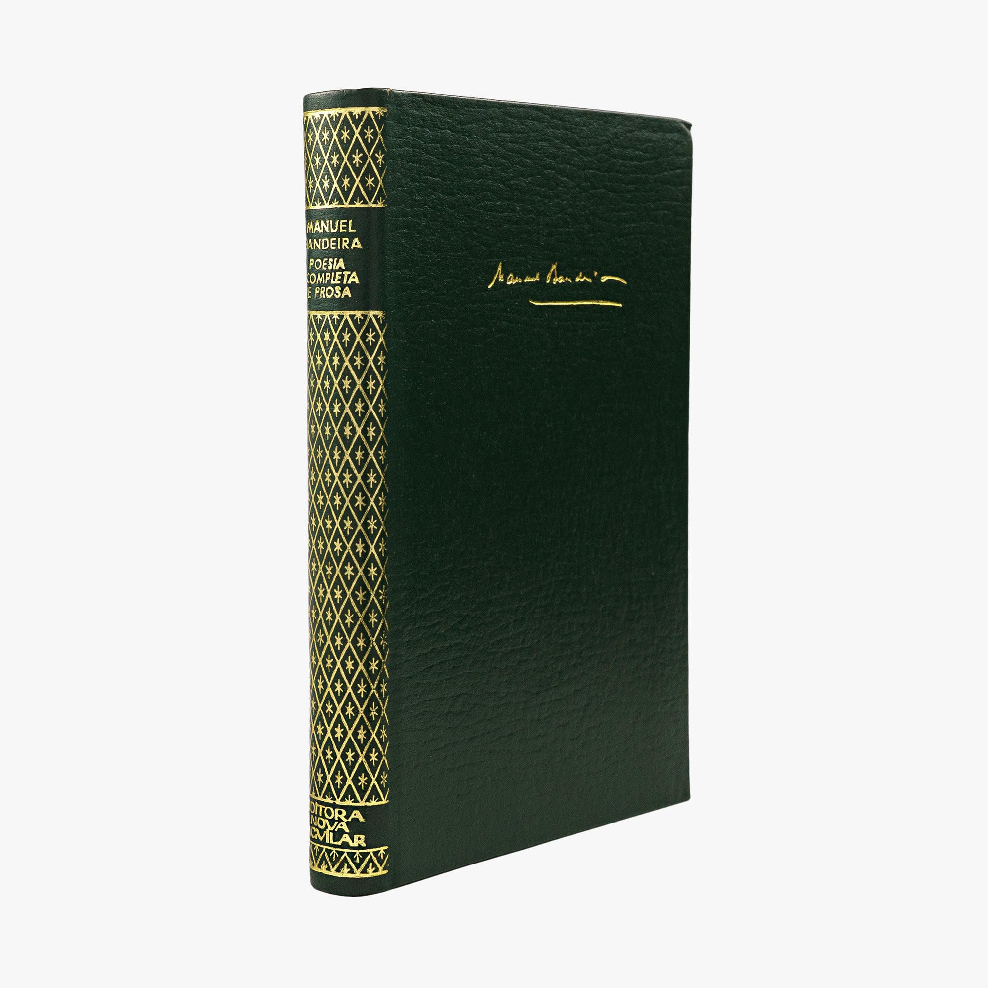 Manuel Bandeira — Poesia Completa e Prosa (Editora Nova Aguilar, 1977). Livro físico. Encadernação em couro com douração.