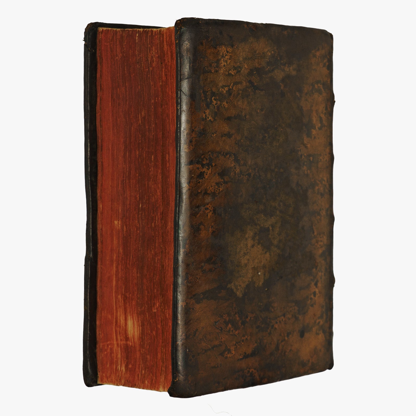 Biblia Sacra — Vulgatae Editionis (Typographia Balleoniana, 1765). Livro físico ilustrado, com cortes tingidos. Encadernação em couro com douração. Latim, século XVIII.