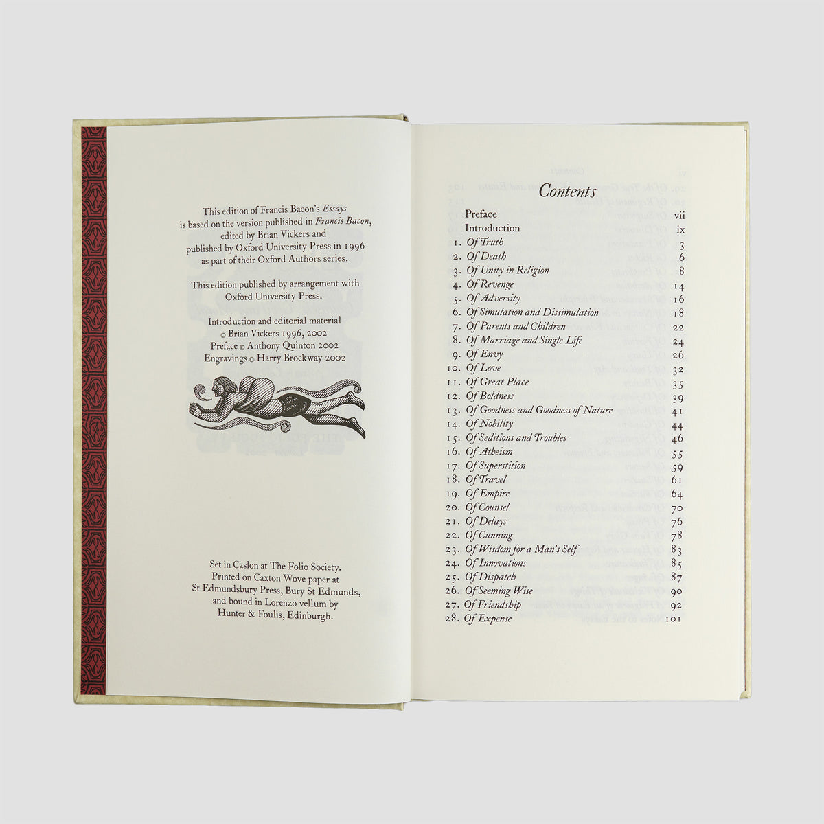 livro Essays or Counsels Civil and Moral de Francis Bacon edição Folio Society 2002