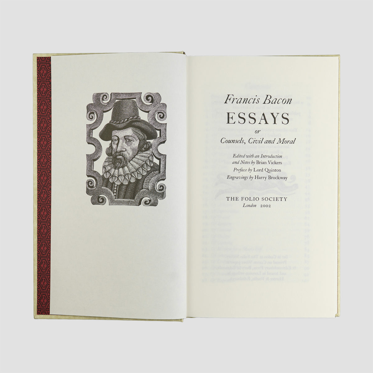 livro Essays or Counsels Civil and Moral de Francis Bacon edição Folio Society 2002