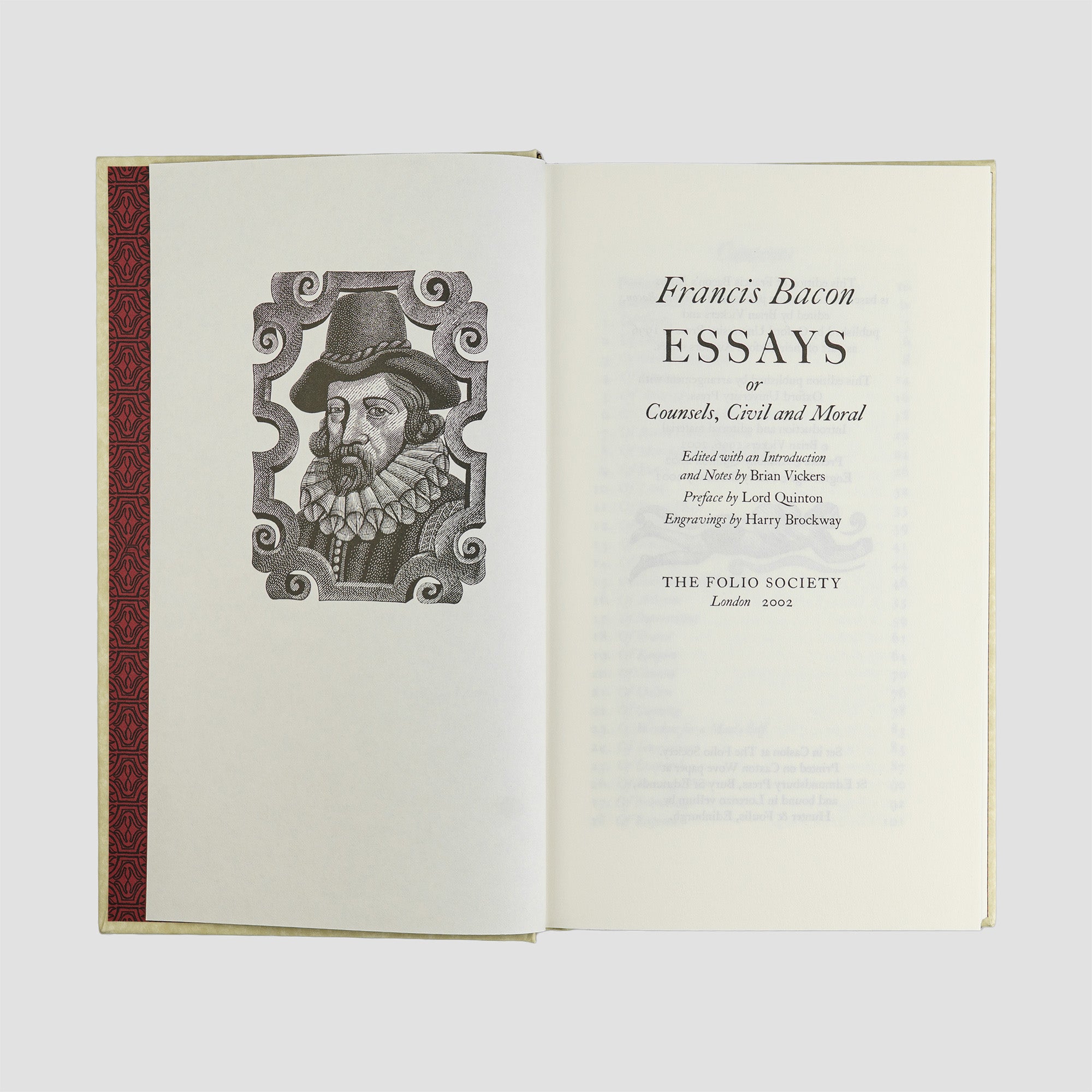 livro Essays or Counsels Civil and Moral de Francis Bacon edição Folio Society 2002