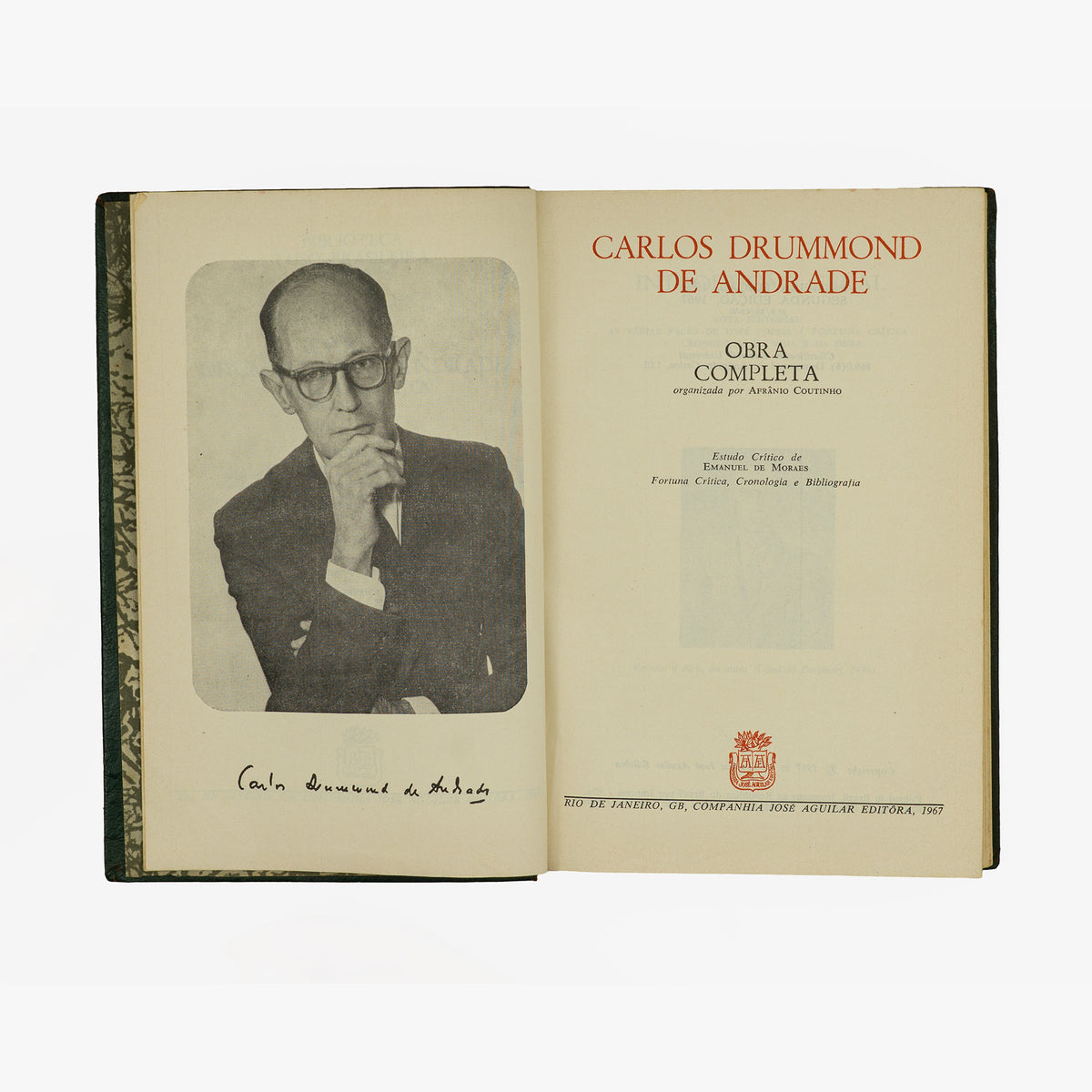 DRUMMOND DE ANDRADE, Carlos (1902-1987). Obra completa (Companhia José Aguilar Editora, Rio de Janeiro, 1967).