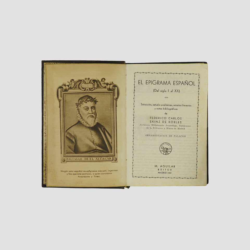 livro El epigrama español de Federico Carlos Sáinz de Robles primeira edição 1941