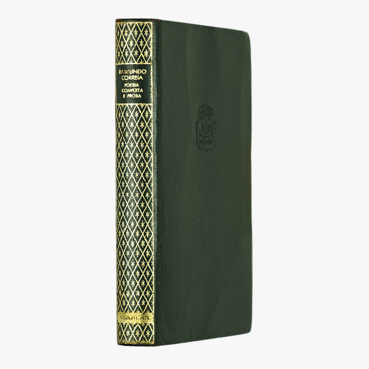 Raimundo Corrêa — Poesia completa e prosa (José Aguilar, 1961). Livro físico com encadernação em couro com douração.