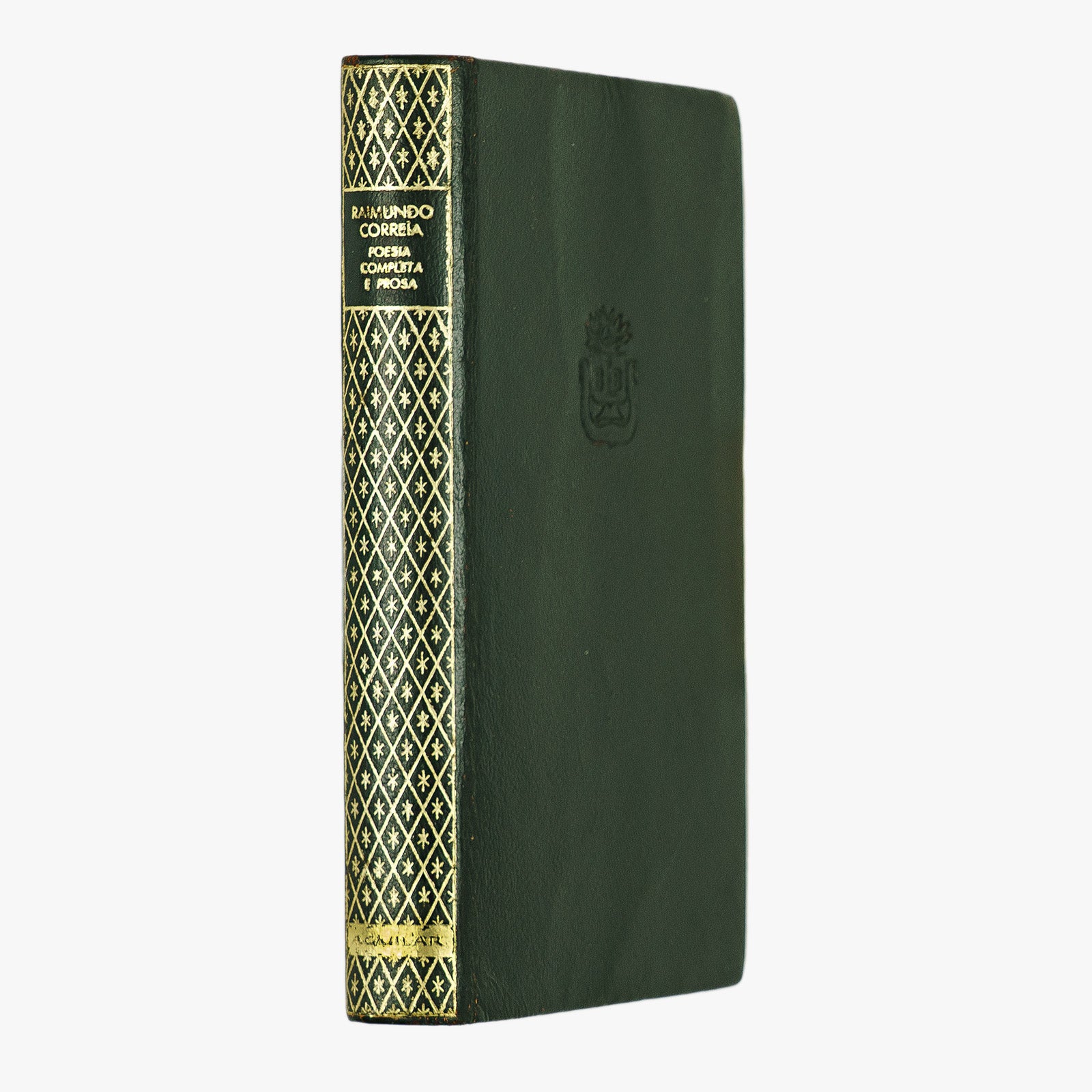 Raimundo Corrêa — Poesia completa e prosa (José Aguilar, 1961). Livro físico com encadernação em couro com douração.