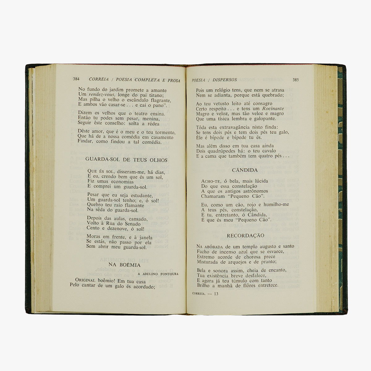 Raimundo Corrêa — Poesia completa e prosa (José Aguilar, 1961). Livro físico com encadernação em couro com douração.