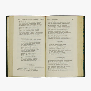 Raimundo Corrêa — Poesia completa e prosa (José Aguilar, 1961). Livro físico com encadernação em couro com douração.