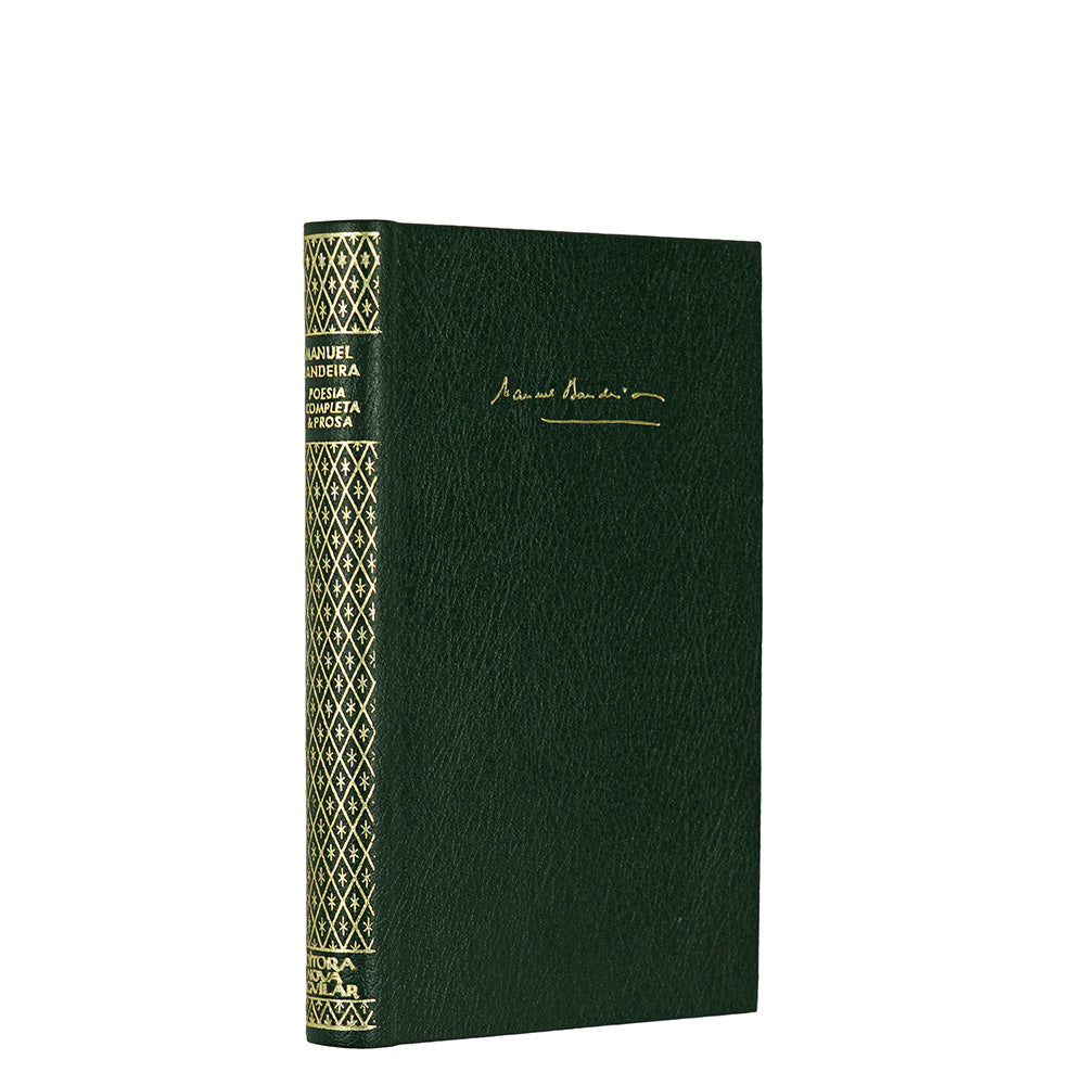 Manuel Bandeira — Poesia Completa e Prosa (Editora Nova Aguilar, 1983). Livro físico com encadernação em couro com douração. 