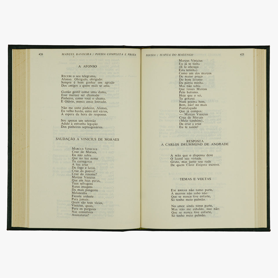 BANDEIRA, Manuel (1886–1968). Poesia completa e prosa (Editora Nova Aguilar, Rio de Janeiro, 1977).