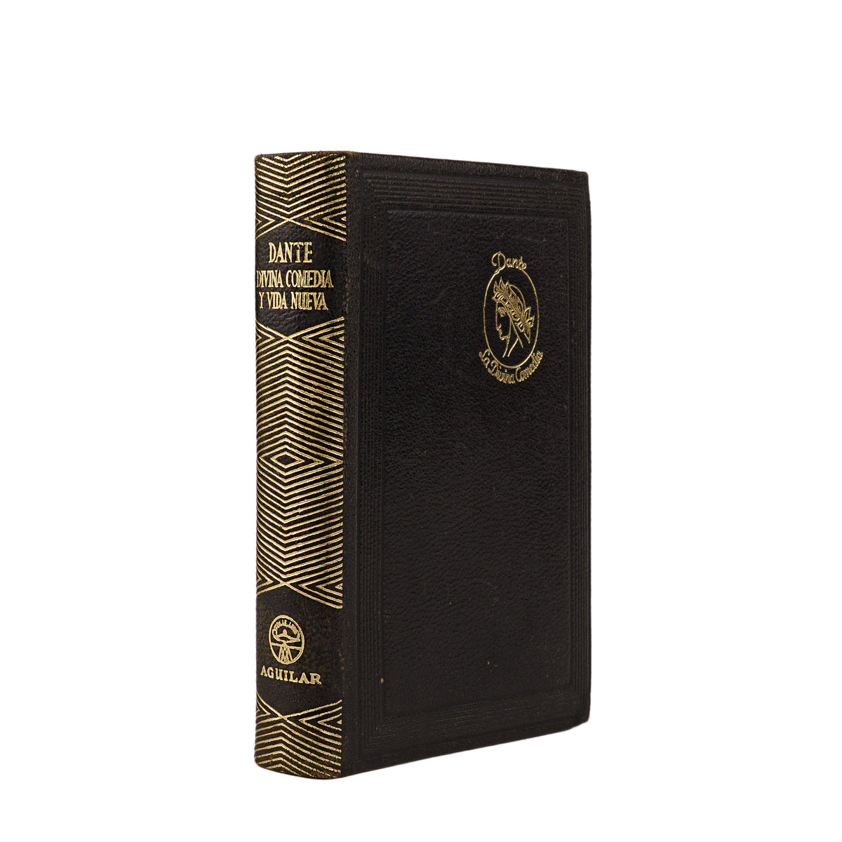 Dante Alighieri — La Divina Comedia · La Vida Nueva (Aguilar, 1952). Livro físico. Encadernação editorial em couro com douração.