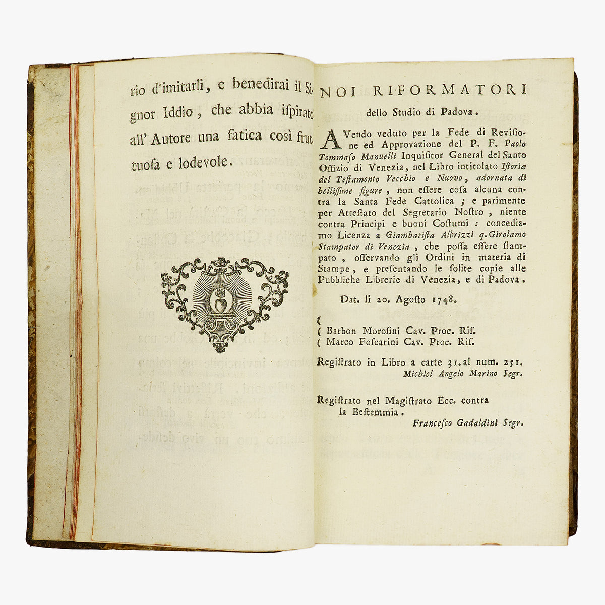 Anônimo. Istoria del Testamento Vecchio e Nuovo (Giambattista Albrizzi, Venezia, 1748).