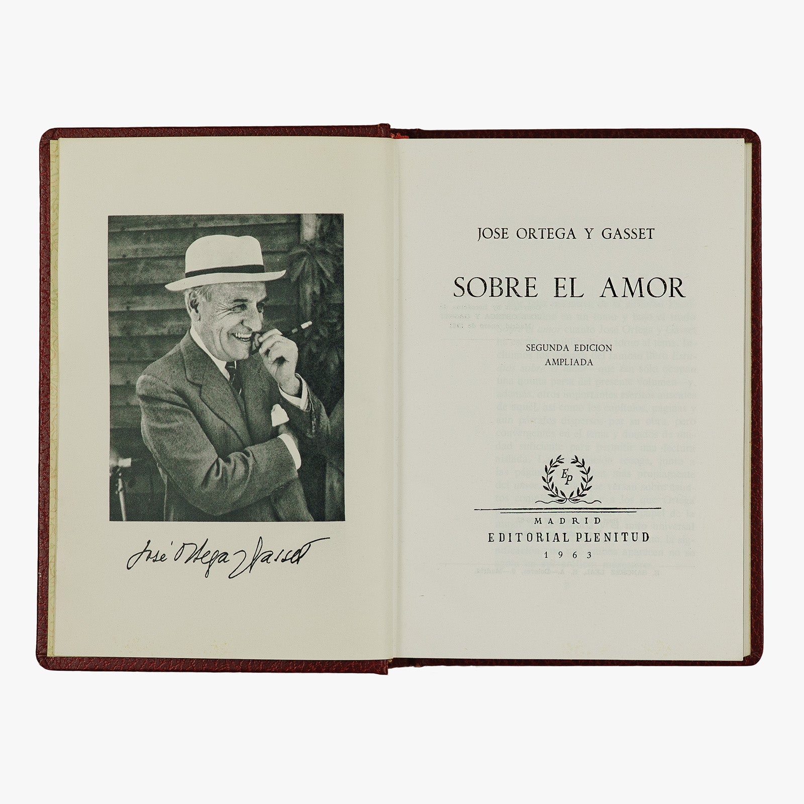 José Ortega y Gasset — Sobre el amor (Editorial Plenitud, 1963). Encadernação editorial com douração. Livro físico.
