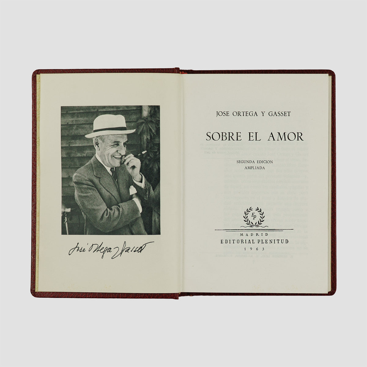 livro Sobre el amor de José Ortega y Gasset edição 1963