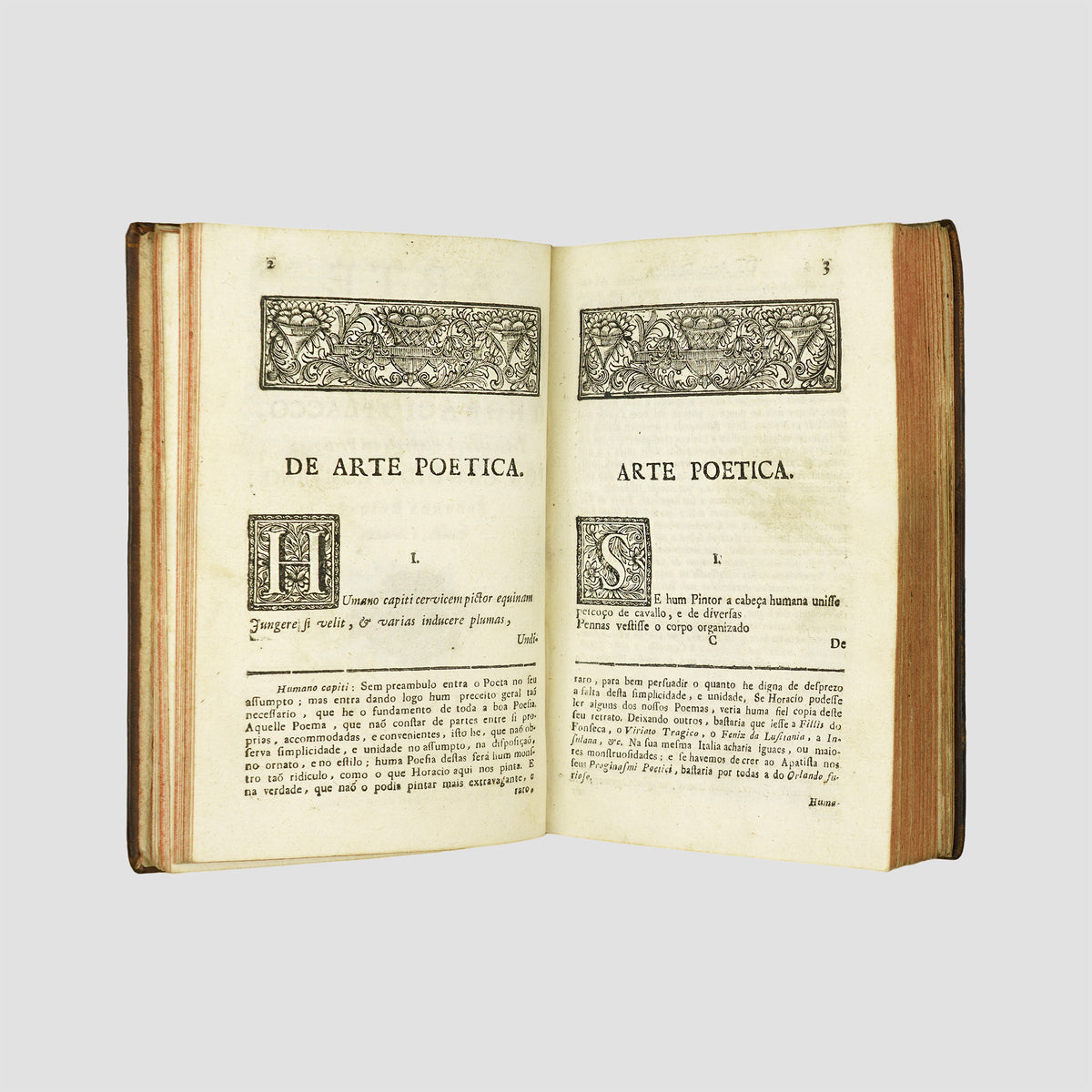 HORÁCIO (65–8 a.C.). Arte poetica (Officina Rollandiana, Lisboa, 1778).