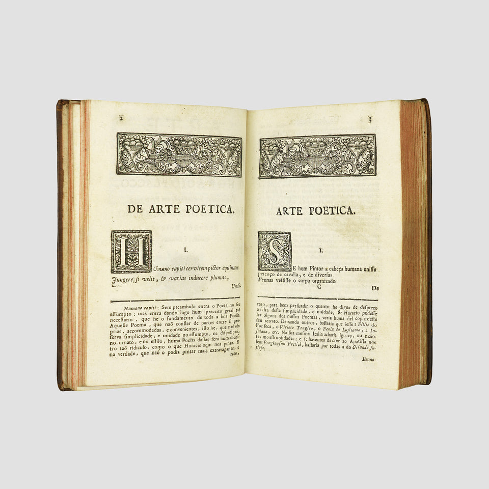 HORÁCIO (65–8 a.C.). Arte poetica (Officina Rollandiana, Lisboa, 1778).