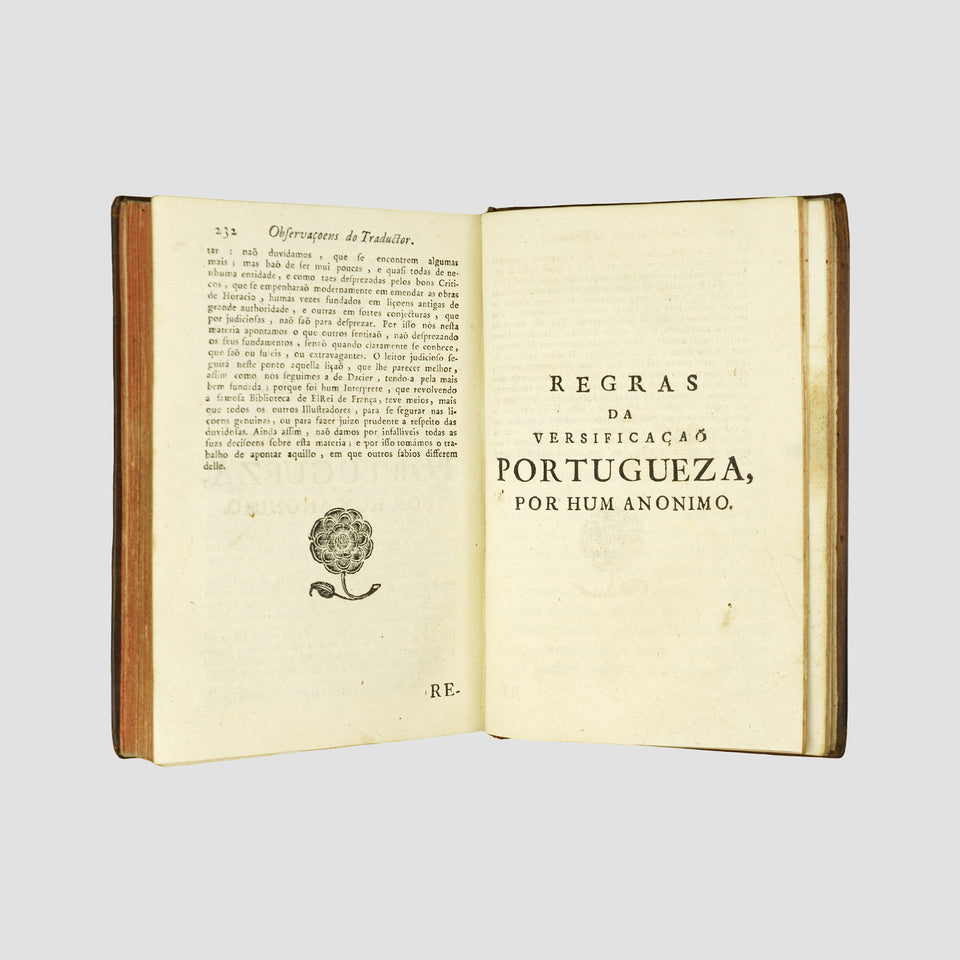 HORÁCIO (65–8 a.C.). Arte poetica (Officina Rollandiana, Lisboa, 1778).