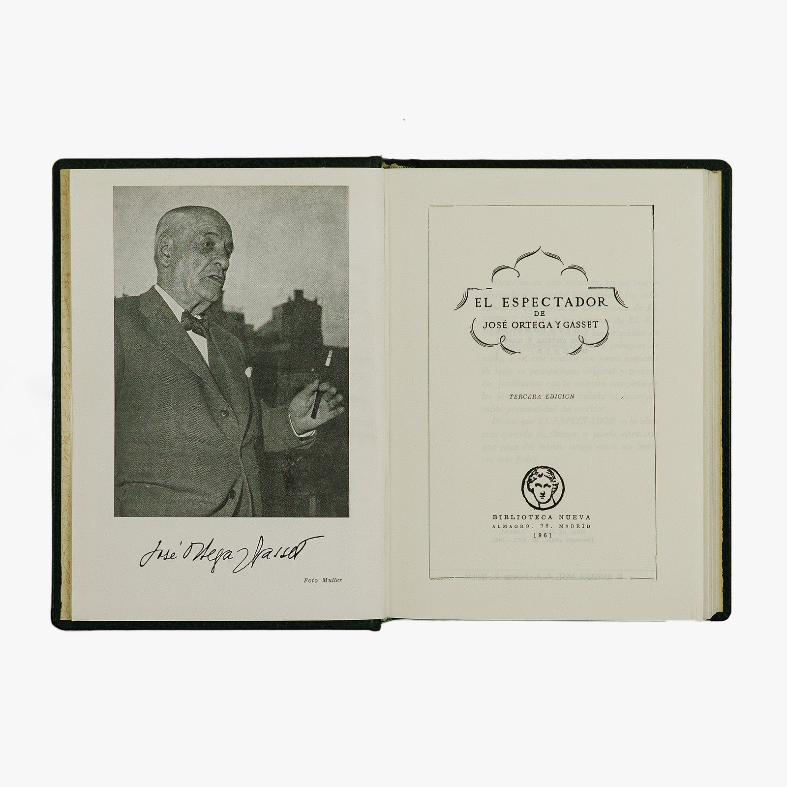 José Ortega y Gasset — El Espectador (Biblioteca Nueva, 1961). Livro físico. Encadernação editorial com douração.