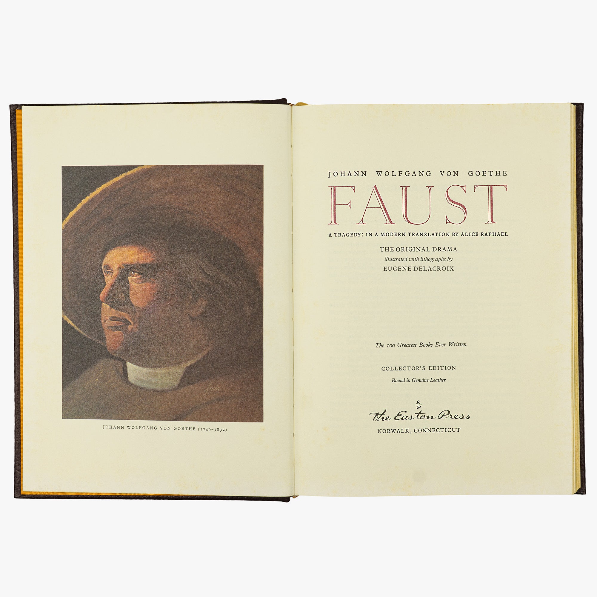 Faust. Goethe. Livro físico ilustrado. Edição de luxo The Easton Press. Capa em couro, douração nos cortes e fita de leitura em cetim.