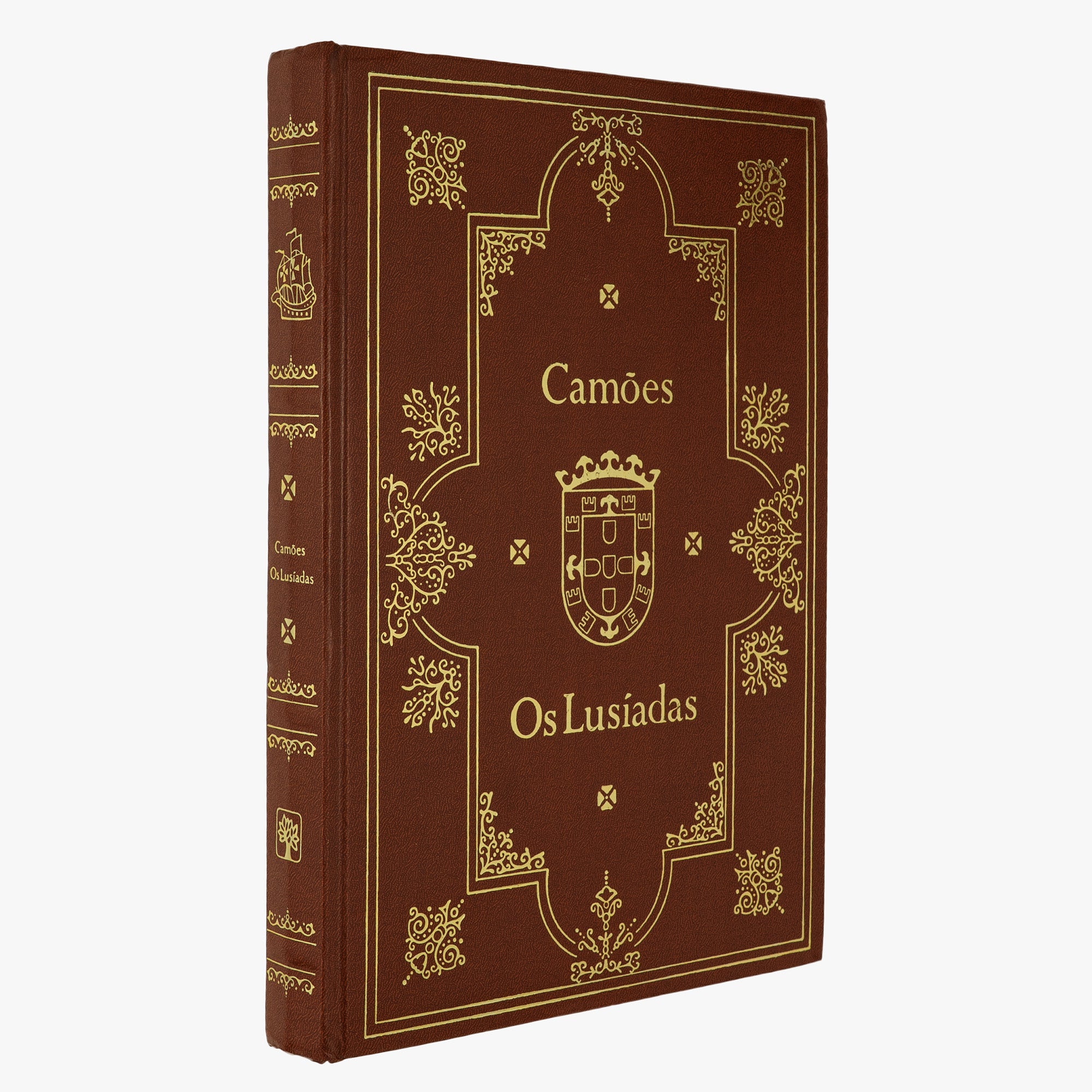 Luís de Camões — Os Lusíadas (Abril Cultural, 1979). Livro físico com douração. Corte superior dourado. Fita de leitura presente. 