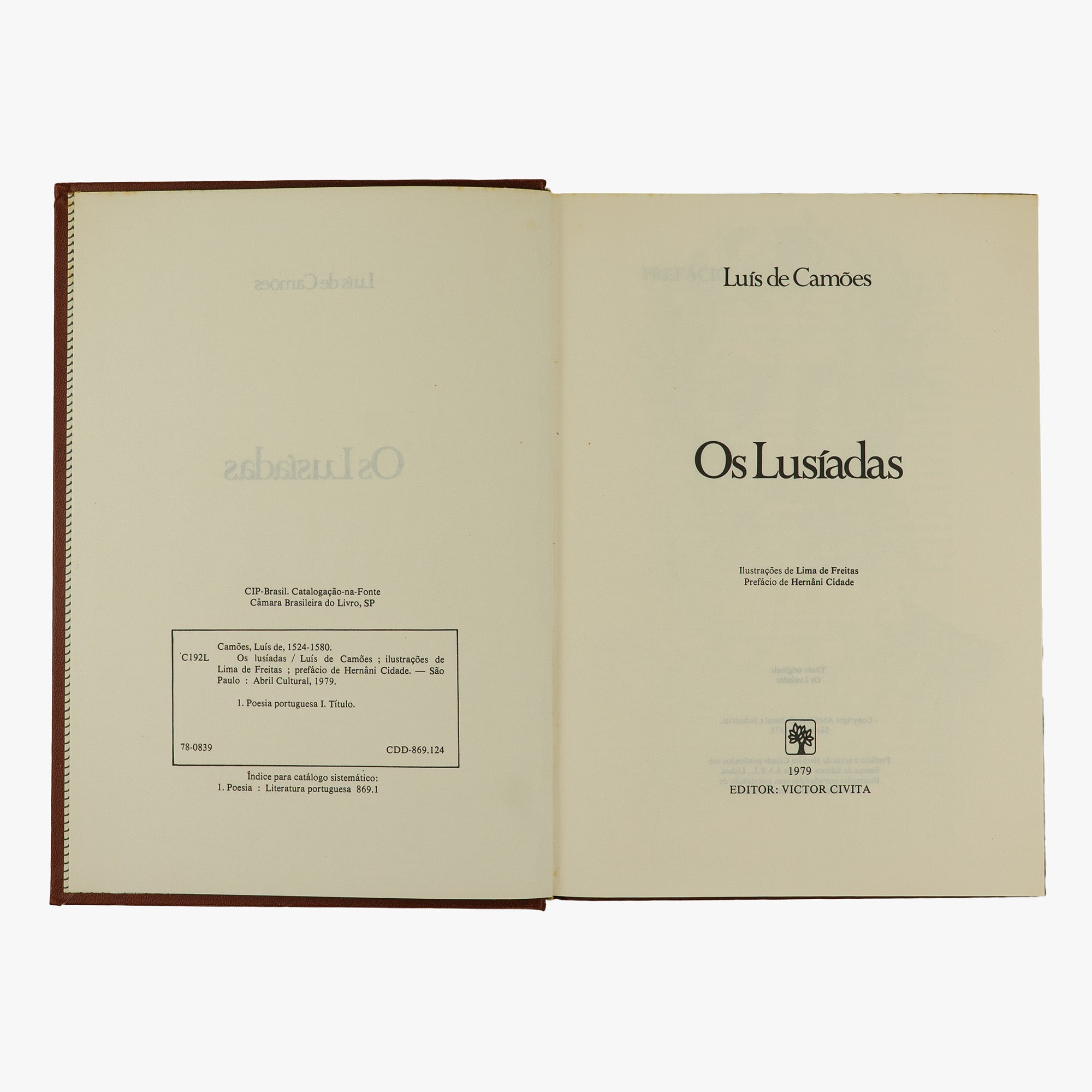 Luís de Camões — Os Lusíadas (Abril Cultural, 1979). Livro físico com douração. Corte superior dourado. Fita de leitura presente. 