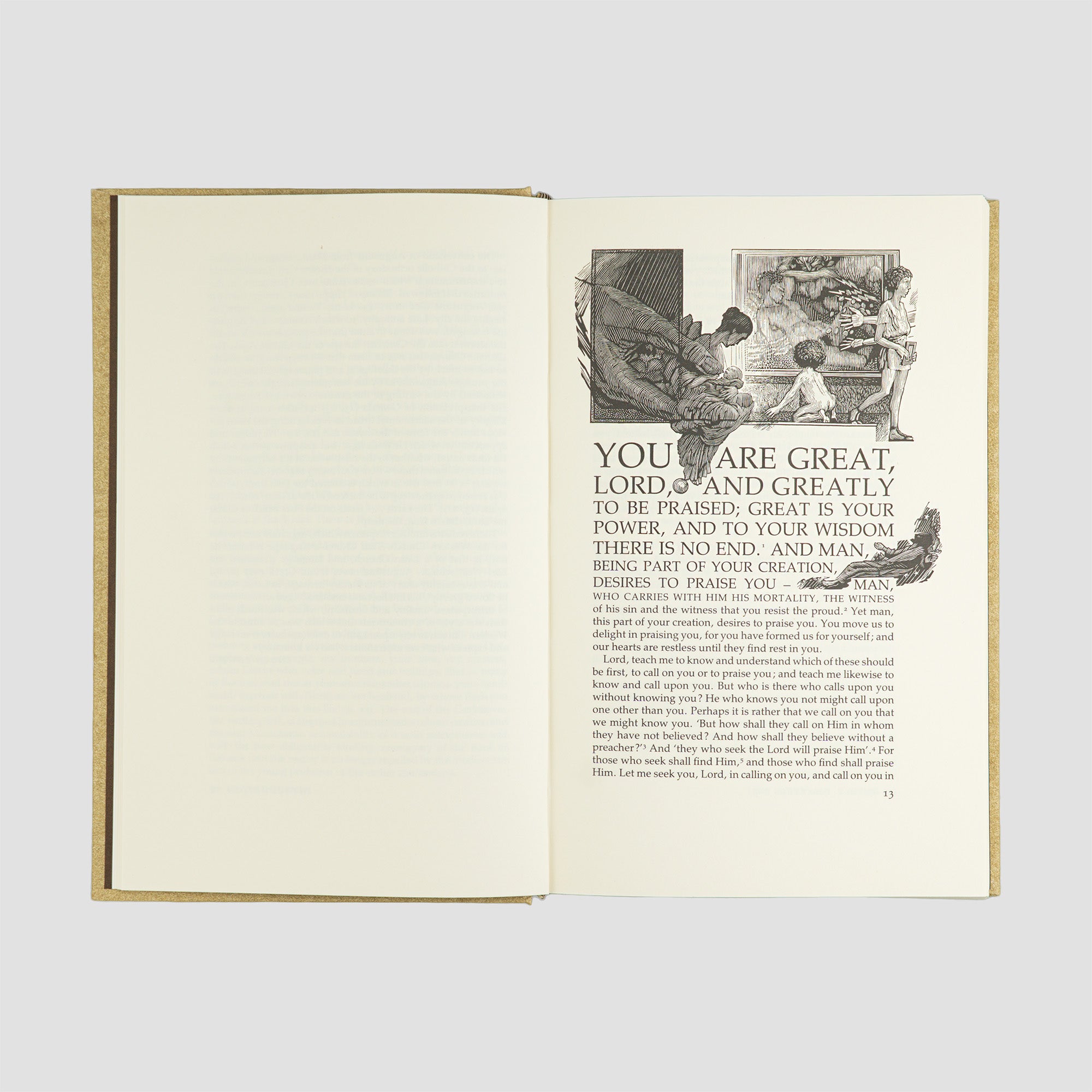 Livro Confessions de Santo Agostinho, edição The Folio Society 1993. Imagem e texto internos.