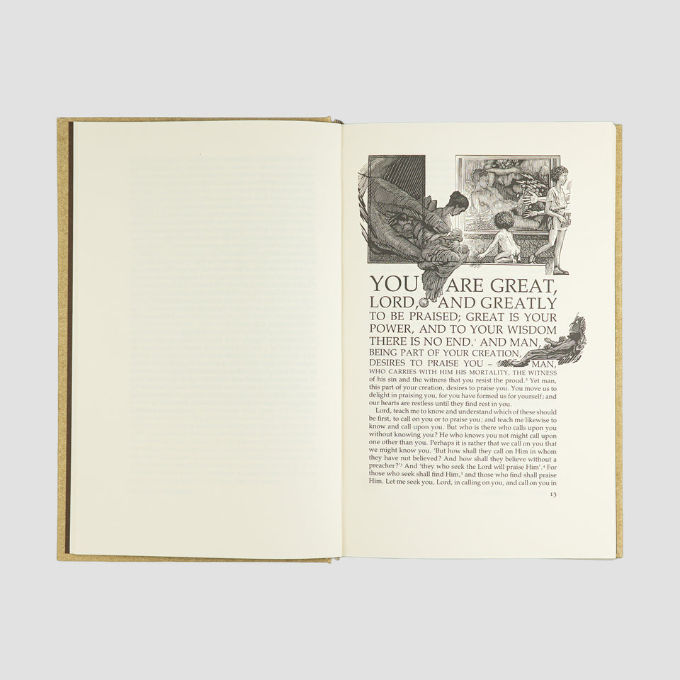 Livro Confessions de Santo Agostinho, edição The Folio Society 1993. Imagem e texto internos.