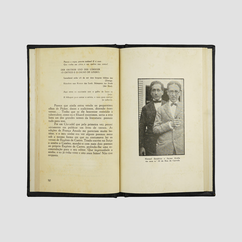 BANDEIRA, Manuel (1886–1968). Itinerário de Pasárgada (Edições Jornal de Letras, Rio de Janeiro, 1954); De poetas e de poesia (Ministério da Educação e Cultura / Serviço de Documentação, Rio de Janeiro, s.d.).